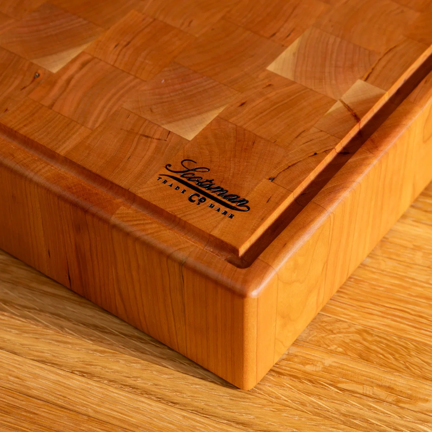 Cherry End Grain Rectangle Butcher Block with Juice Groove - Image 12