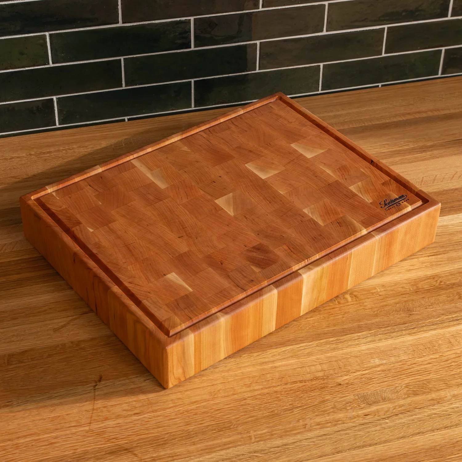 Cherry End Grain Rectangle Butcher Block with Juice Groove - Image 14