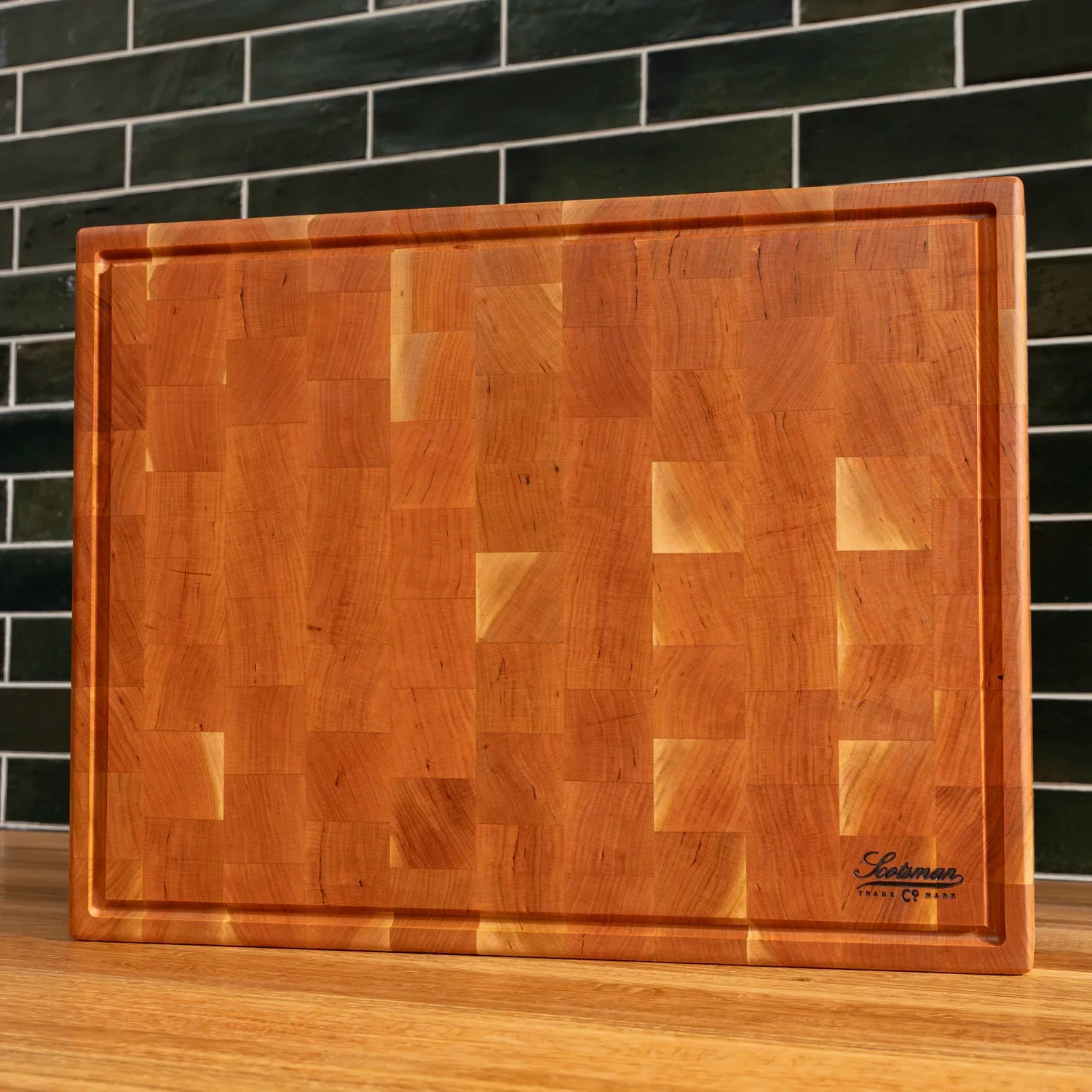 Cherry End Grain Rectangle Butcher Block with Juice Groove - Image 15
