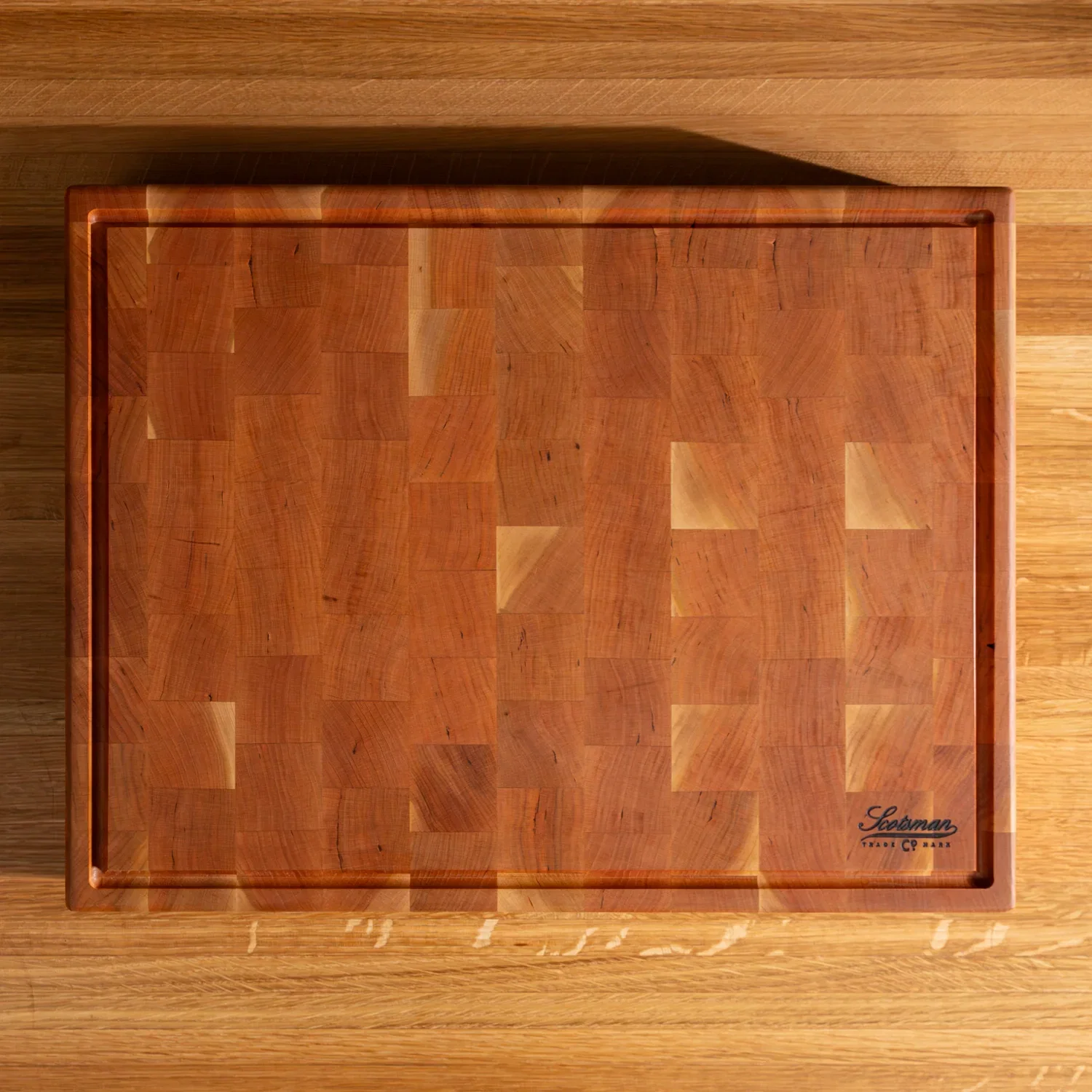 Cherry End Grain Rectangle Butcher Block with Juice Groove - Image 16