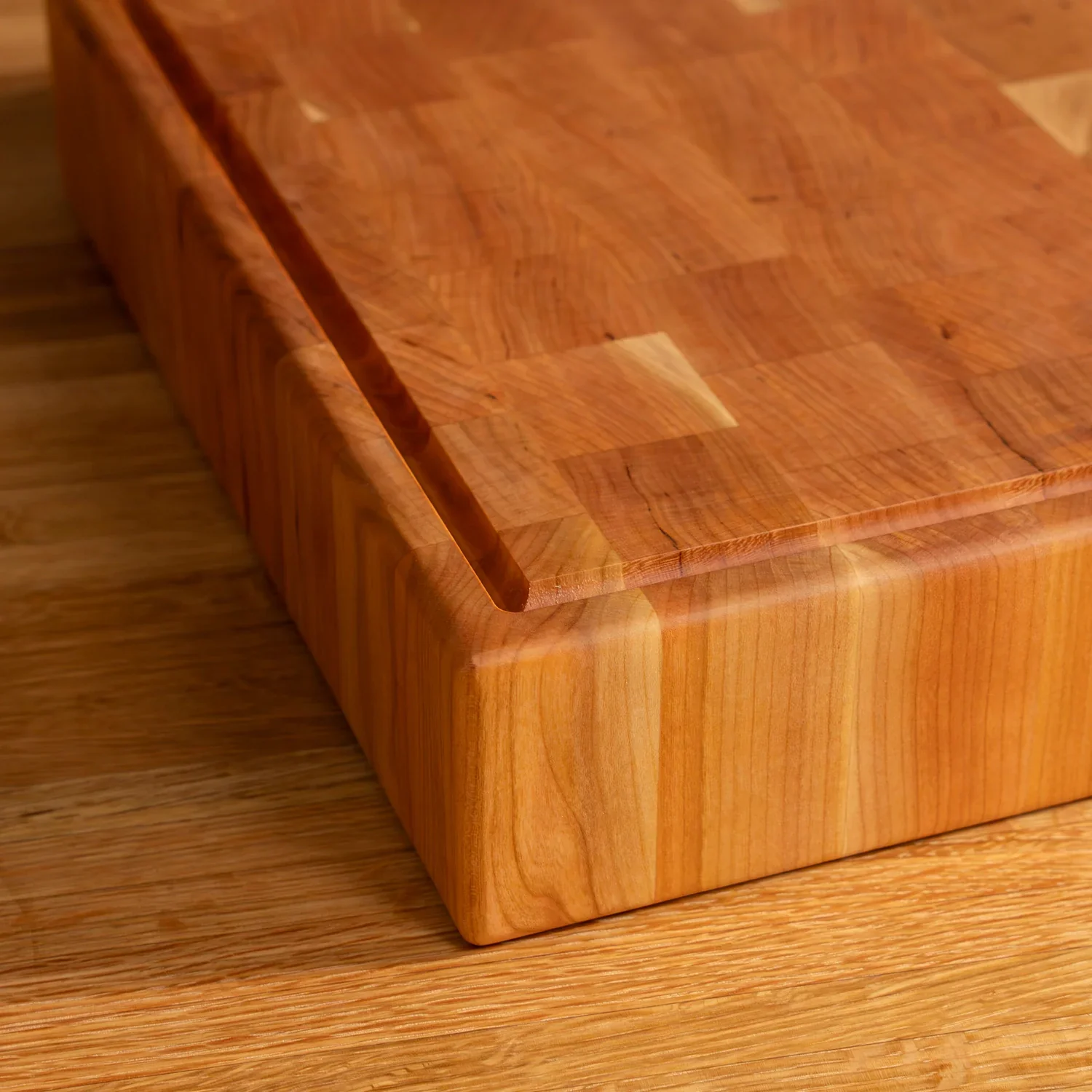 Cherry End Grain Rectangle Butcher Block with Juice Groove - Image 17