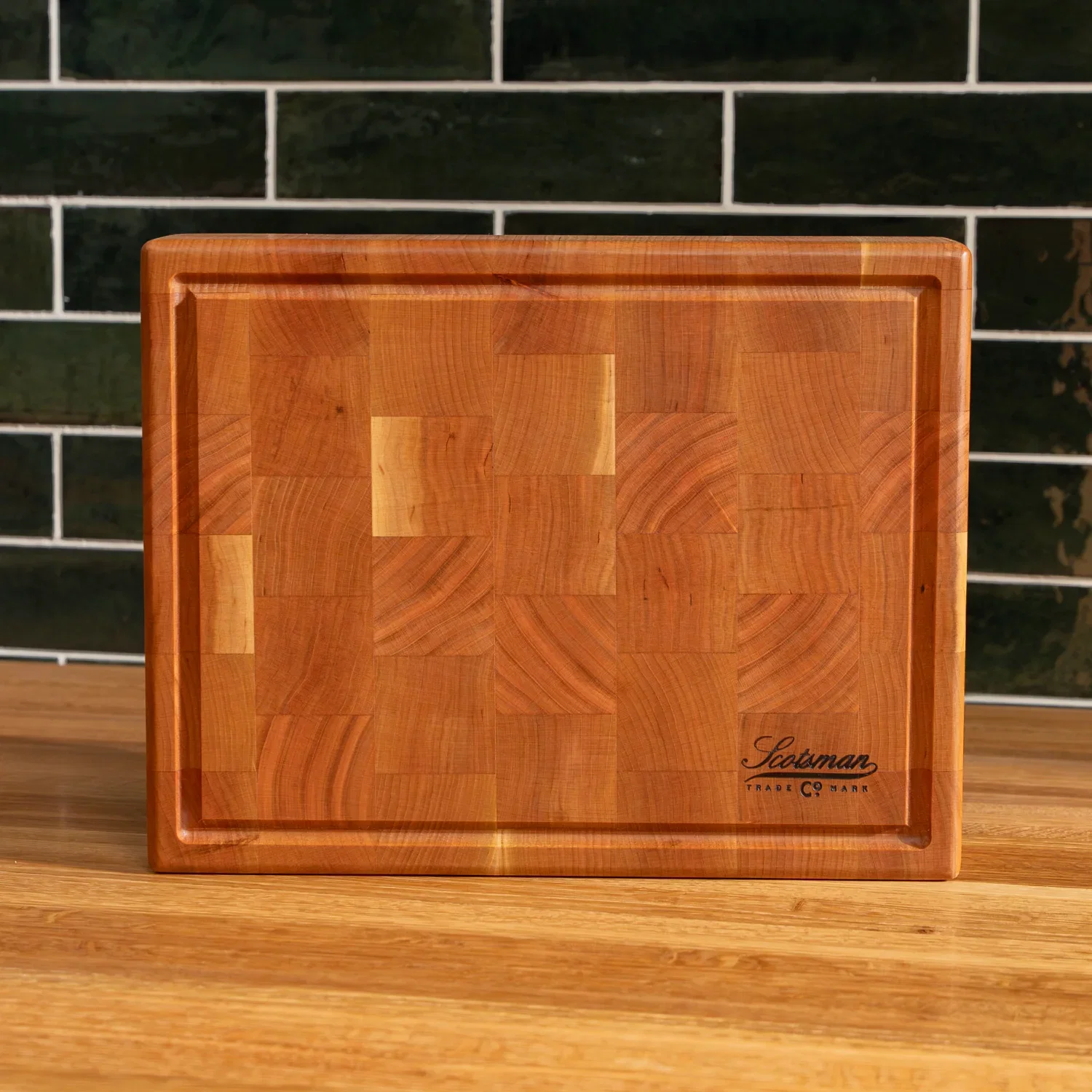 Cherry End Grain Rectangle Butcher Block with Juice Groove - Image 3