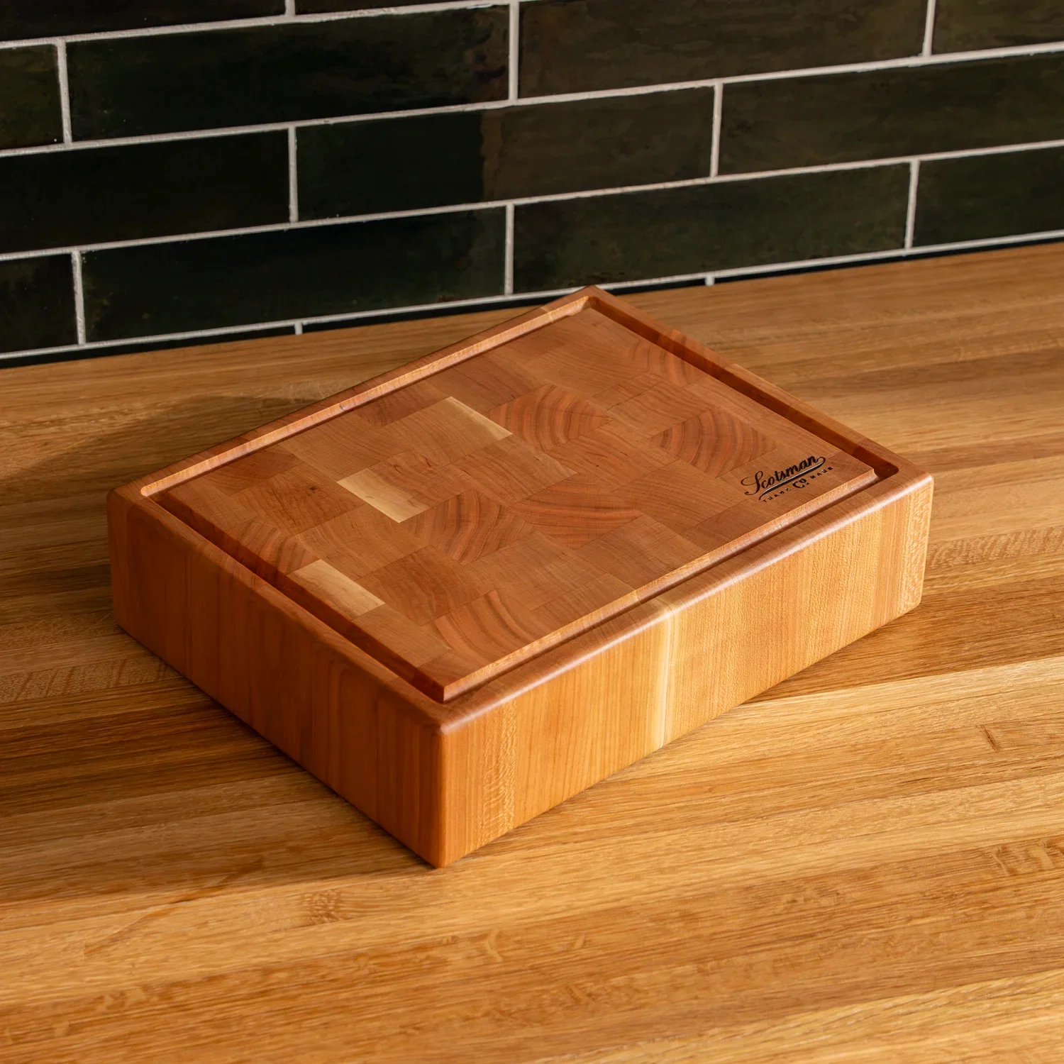 Cherry End Grain Rectangle Butcher Block with Juice Groove - Image 4