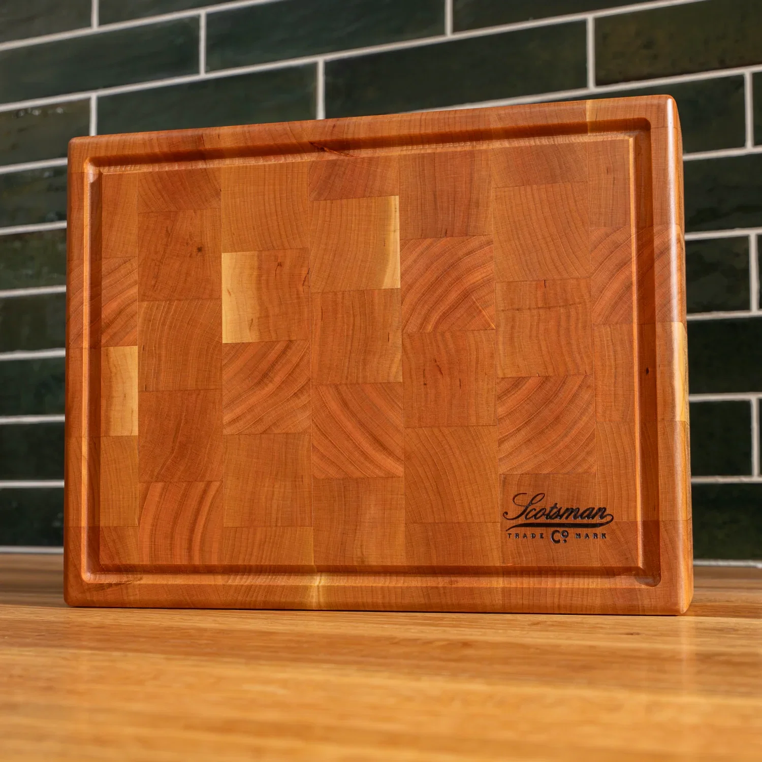 Cherry End Grain Rectangle Butcher Block with Juice Groove - Image 6