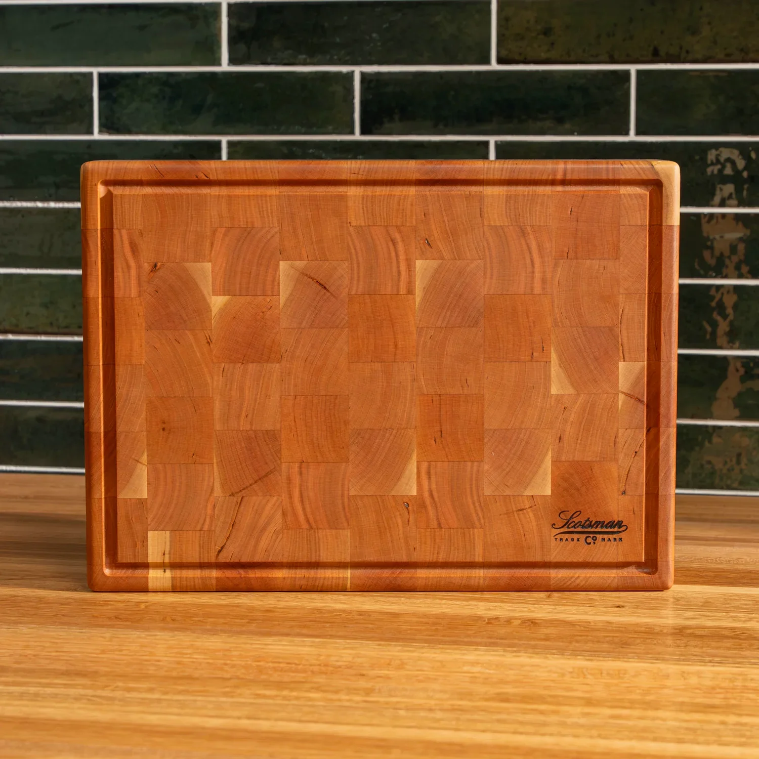 Cherry End Grain Rectangle Butcher Block with Juice Groove - Image 8