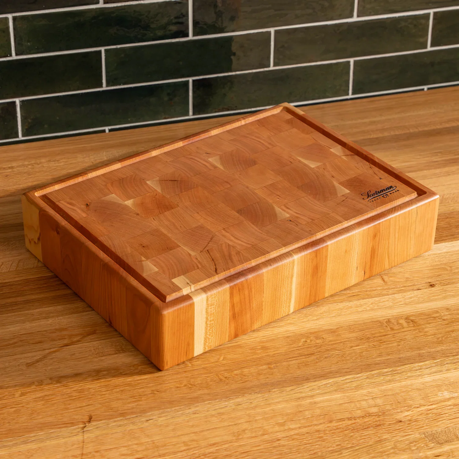 Cherry End Grain Rectangle Butcher Block with Juice Groove - Image 9