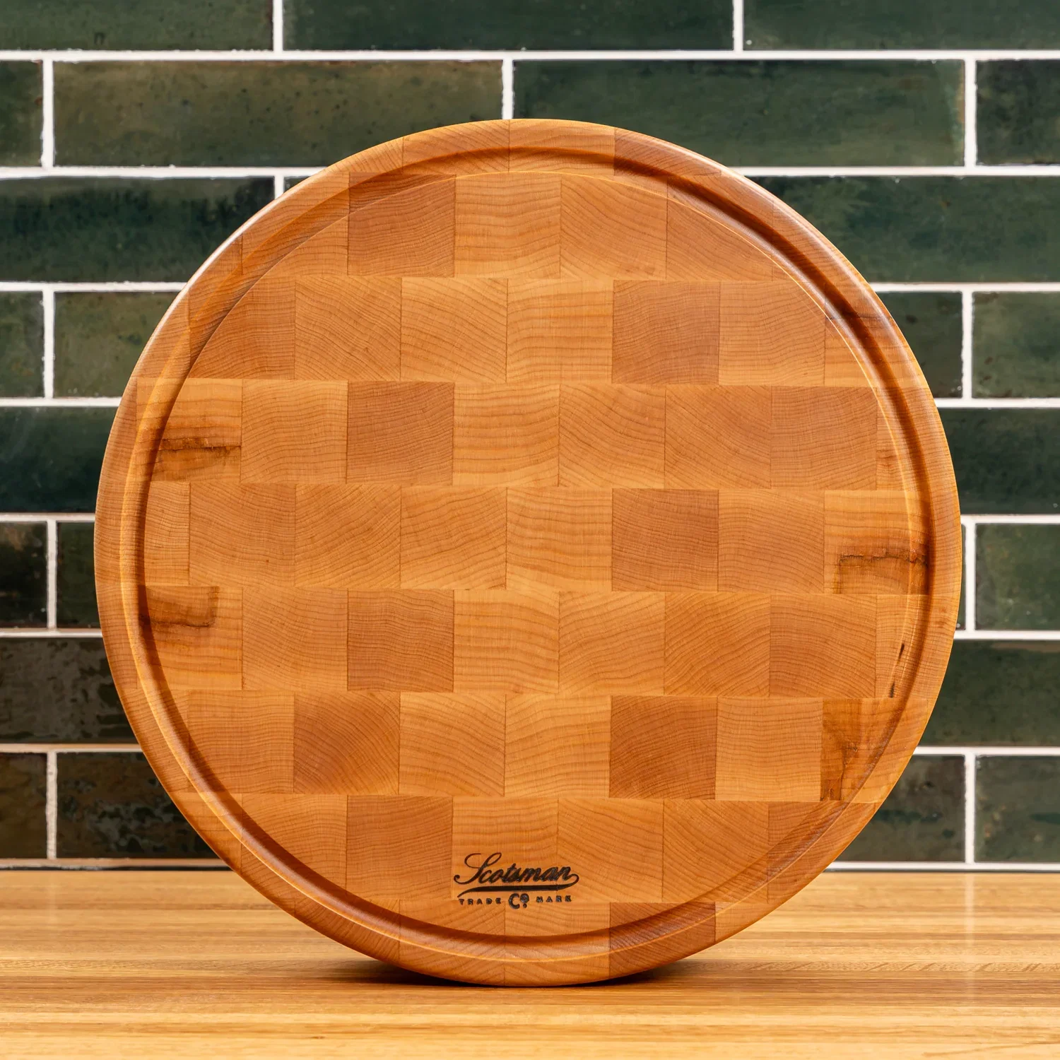 Maple End Grain Round Butcher Block with Juice Groove - Image 10