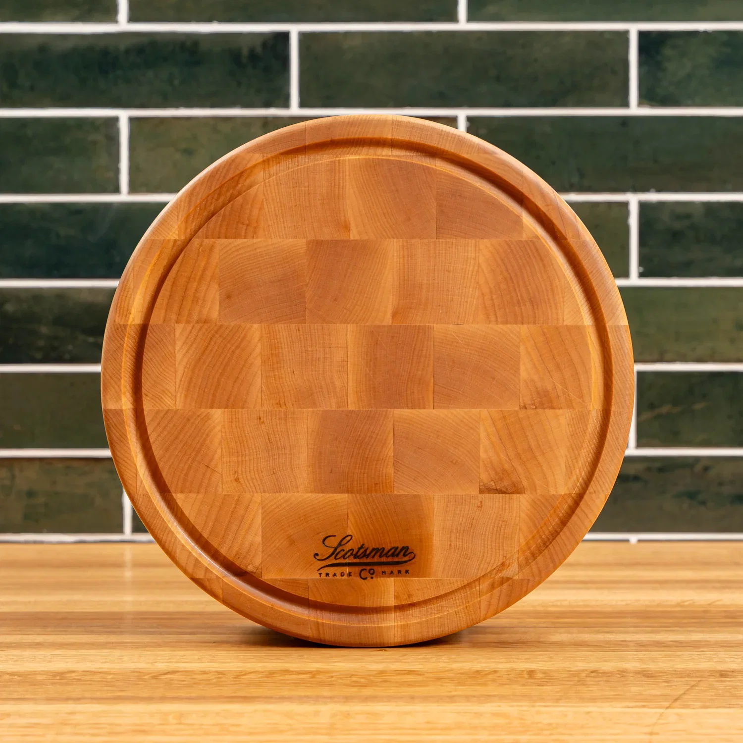 Maple End Grain Round Butcher Block with Juice Groove - Image 7